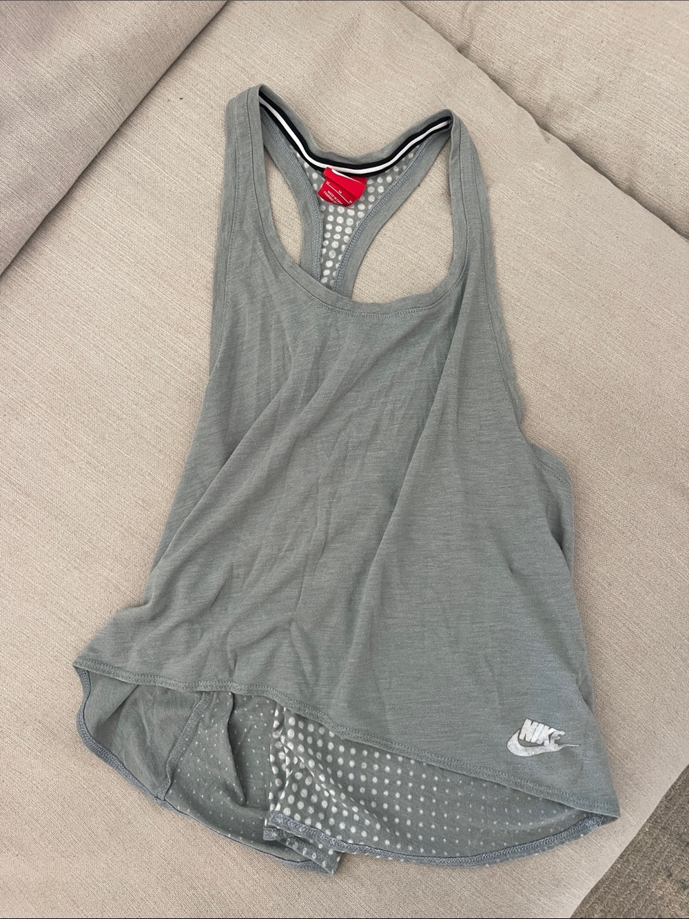 Nike Women’s Light Gray Racerback Tank with Mesh Backing